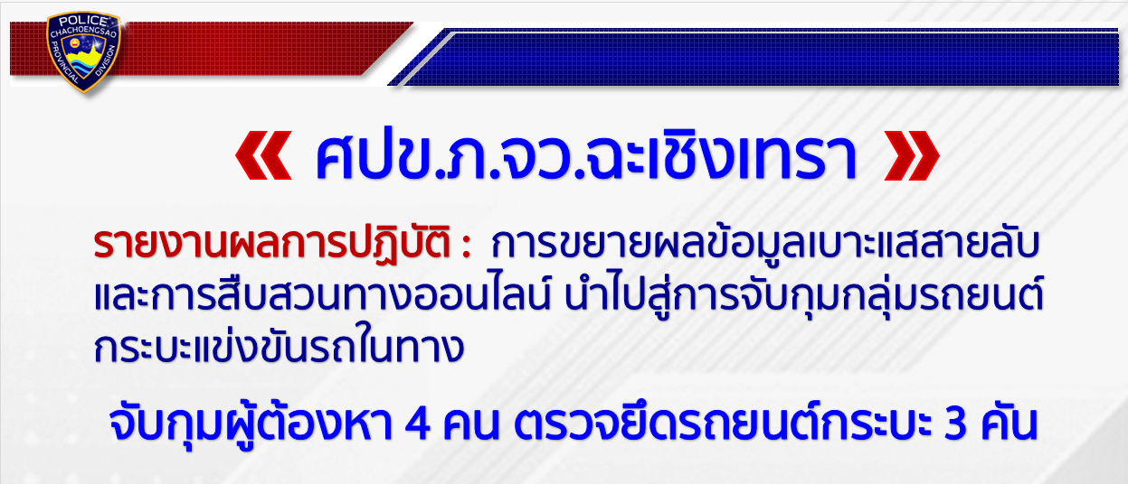 โชว์ผลงานปราบรถแข่งในทาง